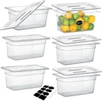 Pack Nsf Food Storage Pans With Lids, 1/3 Size, 6'' Deep, Clear Polycarbonate. Fixed Price $114.99.