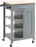Rolling Kitchen Island Cart With Storage, Solid Wood Top, Gray Finish. Fixed Price $169.99.