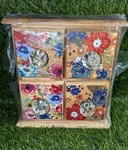 Pioneer Woman 4 Drawer Wood Floral Spice Tea Coffee Box Storage Organizer Flower. Fixed Price $49.99.