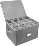 Lotfancy Stemware Storage Container, Hard Shell, 16" X 13" 10", Gray. Fixed Price $29.79.
