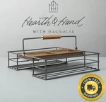 Wire & Wood Entertaining Caddy Napkin Condiments Holder Organizer Kitchen Home. Fixed Price $26.99.