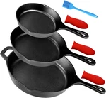 Pre-seasoned Cast Iron Skillet Set Of 3 6", 8 & 10 Frying Pans Wit. Fixed Price $56.99.