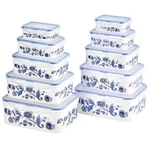 10-PC. Blue Floral Locking Container Set With Bonus By Home-style Kitchen. Fixed Price $33.18.