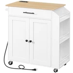 Hoobro Kitchen Island With Power 25.8"W X14.8"D 34.7"H, Natural + White. Fixed Price $203.23.