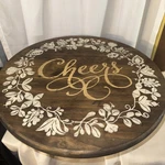 Lazy Susan 12" Dark Brown Medallion Wooden Rotating Tray. Fixed Price $45.00.
