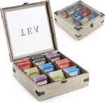 Moligou Wood Tea Box Organizer, Storage Chest With Glass Lid, 9 Gray. Fixed Price $28.88.