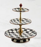 Mackenzie-childs Courtly Check Three Tier Sweet Stand Enamel 14" Tall New. Fixed Price $223.00.