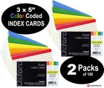 Oxford 04753 Color Coded 5" Index Cards, Ruled, 2 Packs Of 100. Fixed Price $12.79.