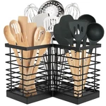 Suli Extra Large Kitchen Utensil Holder With 3 Compartments Matte Black. Fixed Price $39.38.