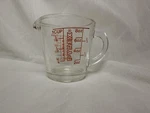 Vintage Pyrex 250 1 Cup Glass Measuring Red Lettering Metric Usa. Fixed Price $16.00.