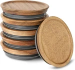 6 Pack Wide Lids For Mason Jars, Reusable Wooden Mouth, Brown. Fixed Price $22.89.