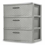 Sterilite Wide 3 Opaque Drawer Storage Cart Weave Cabinet Tower, Cement. Fixed Price $202.48.