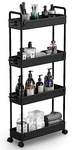 Solejazz Slim Storage Cart, 4 Tier Bathroom Organizer Mobile Shelving Unit,. Fixed Price $39.69.