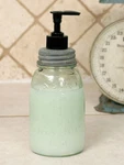Mason Jar Midget Pint W/ Barn Roof Lid & Pump Glass Soap Lotion Dispenser. Fixed Price $22.50.