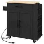 Homcom Kitchen Island With Storage Power Outlets, Rolling Cart. Fixed Price $115.99.