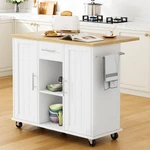 Kitchen Island 42 Inch Drop Leaf Storage White Rolling Wheels Shintenchi Cart. Fixed Price $209.99.