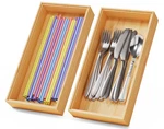 Bamboo Kitchen Drawer Organizer Boxes 12" 6" Stackable Wood Silverware. Fixed Price $35.64.
