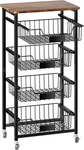 Fruit Basket, 5-TIER Utility Kitchen Organizer And Storage Cart Tier, Black. Fixed Price $80.99.