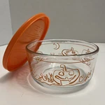 Pyrex Halloween Jack Lantern Pumpkin 4 Cup Quart Glass Storage Bowl With Lid. Fixed Price $18.00.