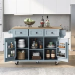 Kitchen Island Cart On Wheels W/drop-leaf Countertop Storage Cabinet Drawers. Fixed Price $299.99.