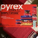 Pyrex Simply Store 24-PIECE Glass Bakeware And Storage Set With Lids. Fixed Price $45.00.