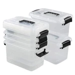 5 Quart Clear Storage Bin, Latching Box Container With Black Handle, 6 Packs. Fixed Price $37.93.