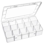 Exptolii 15 Large Plastic Organizer Box With 1X Grids, Clear. Fixed Price $18.99.