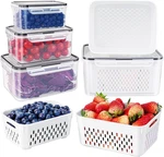 Fruit Storage Containers For Fridge With Removable Colander, Airtight Food. Fixed Price $28.07.