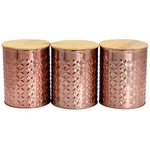 Megachef 3 Piece Golden Kitchen Canister Set With Bamboo Lids In Rose. Fixed Price $44.73.