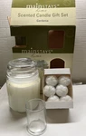 New Mainstay 8PC Gardenia Glass Jar Candles Lids, Votive Scented Gift Set. Fixed Price $18.04.
