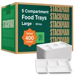 Disposable Lunch Trays 12.5 Inch Compartment 400 Pack Compostable White Large. Fixed Price $154.99.