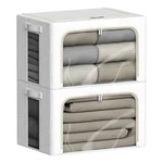 Fhsqx 2 Pack Clear Window Storage Bins Linen Fabric Large Stackable Organizer. Fixed Price $47.63.