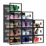 12 Pack Stackable Shoe Storage Boxes Fit Size 9, Thickened Clear Bin.... Fixed Price $46.91.