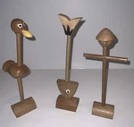 3 Vintage Hors D'oeuvres Holders Mcm Fred Roberts Signed Japan Snack Set. Fixed Price $25.20.