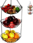 3-TIER Hanging Fruit Basket, Heavy Duty Wire Baskets For Kitchen,. Fixed Price $23.99.