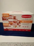 Rubbermaid 38 Piece Set Of Containers & Lids/clear Bottom Red Tops. Fixed Price $29.50.