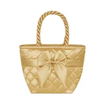 Medium Handbag Shoulder Naraya Quilted Bow Gold Green Zip Soft Lady Gift 16". Fixed Price $40.00.