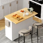 Shintenchi Kitchen Island Folding Drop Leaf Rolling Table Storage. Fixed Price $194.24.