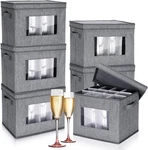 Uiifan 6 Pack Wine Glasses Storage Box With Dividers, 12 Compartments Gray. Fixed Price $97.16.