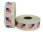 Made In U.s.a. (1"X1") Labels American Flag Peel & Stick (2) Rls 500 Ea. Fixed Price $11.55.