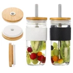 Upgrade 4PCS Regular Mouth Bamboo Mason Jar Lids With Straw Hole And Silicone.... Fixed Price $24.05.