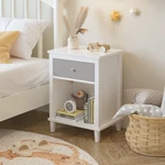 Bedside Table With Drawers Shelves Gray Cabinet Body Silver Handles. Fixed Price $86.00.