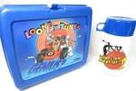 Vintage 1994 Looney Tunes Genius Lunch Box With Thermos + 12 Pvc Figures. Fixed Price $39.95.
