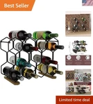 Countertop Wine Rack With Acacia Base, 14-BOTTLE Modern Freestanding Metal Ho.... Fixed Price $42.46.