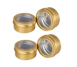 Healthcom 15 Pack 3 Oz Clear Window Round Aluminum Tin Cans Screw Top Gold. Fixed Price $33.99.