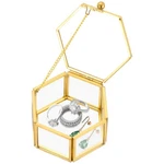 Vintage Gold Hexagonal Transparent Jewelry Box, 3.1 2.5 1.7INCH Glass Jew.... Fixed Price $16.43.