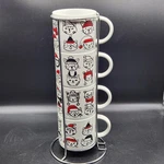 Stackable Holiday Christmas Kitty Cat Mug Tower Set Of 4 10 Oz Prima Design. Fixed Price $29.95.