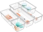 Wowbox 6 Pack Clear Drawer Organizer Set, Acrylic Storage Pcs,. Fixed Price $14.29.