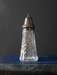 Elegant Vintage Cut Glass Faceted Sugar Sifter With Silverplate Top, Vgc. Fixed Price $21.43.