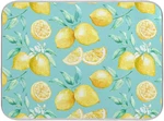 Absorbent Dish Drying Mat For Kitchen Counter - Yellow Lemon Teal Background Mic. Fixed Price $39.95.
